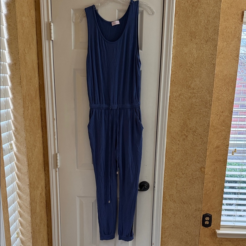 Pink Lily Navy Sleeveless Jumpsuit